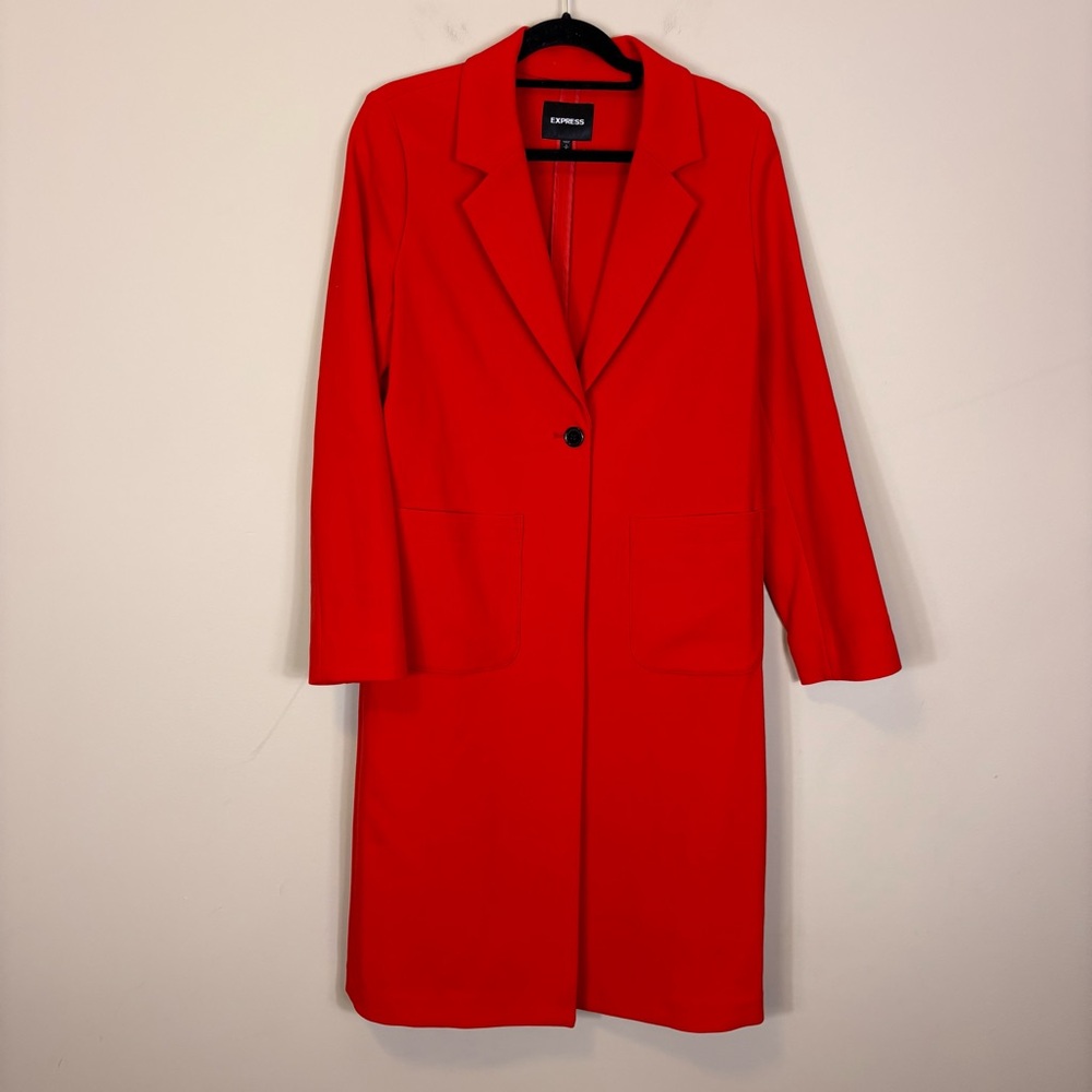 Express Bold Red Long Blazer Trench Coat Women’s Small